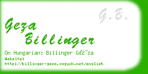 geza billinger business card